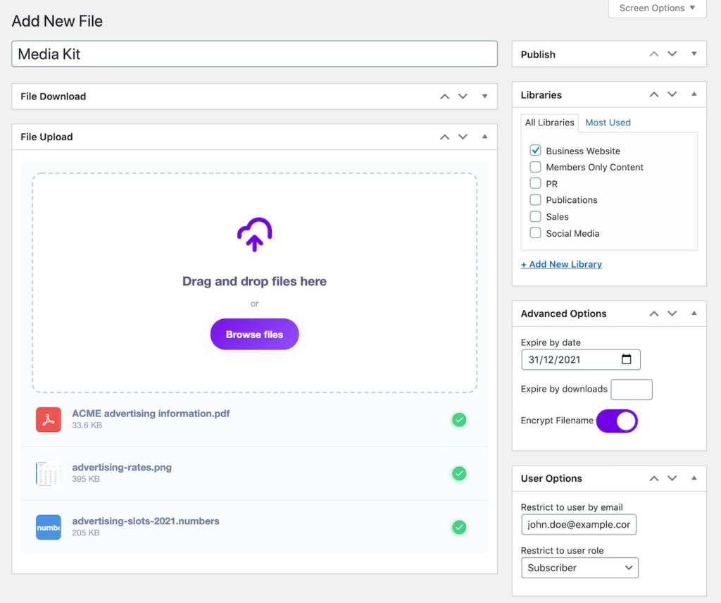 Upload media assets to B2B content library