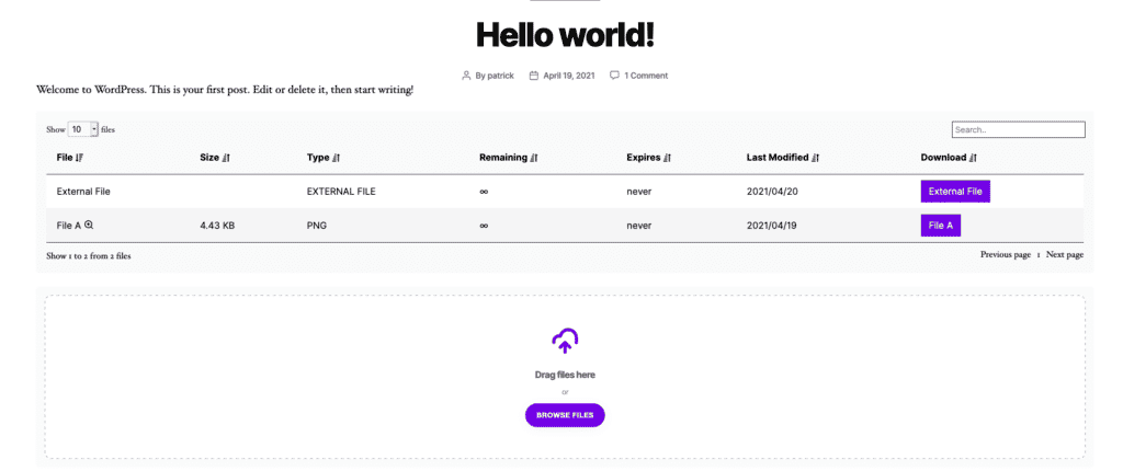 document library uploader wordpress