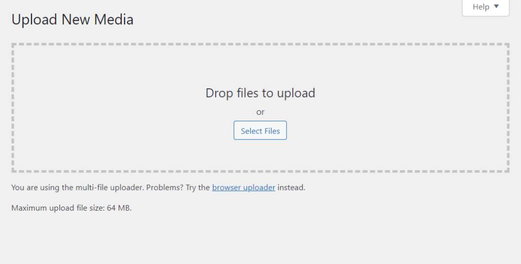 upload media file wordpress