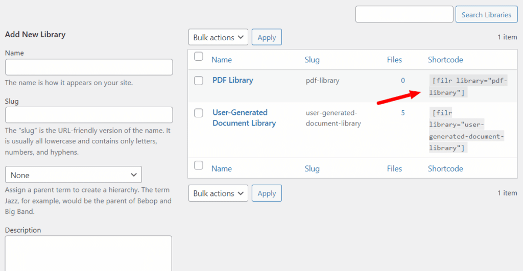 wordpress pdf library shortcode filr